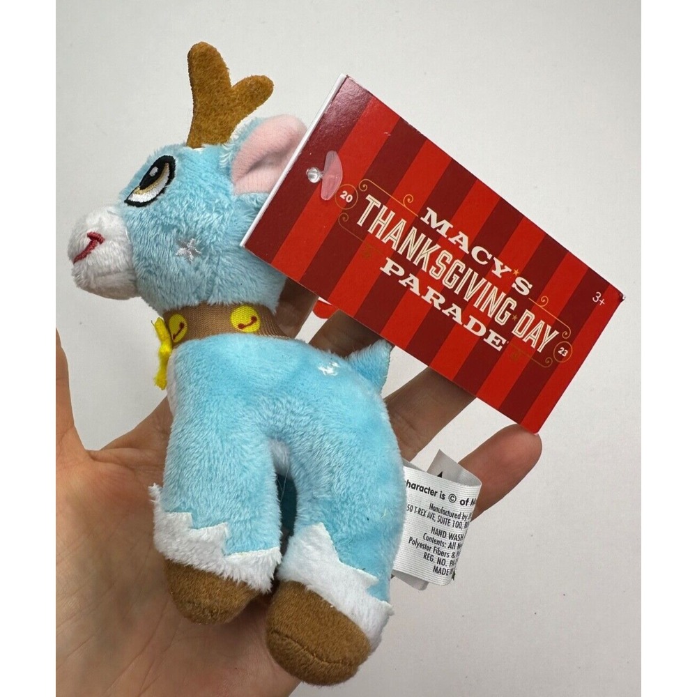 TIPTOE Macy's Plush Ornament Thanksgiving Day Parade 2023 Blue Reindeer Holiday